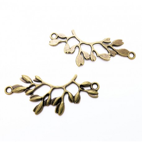 Leisure-Beads - 1x Kettenverbinder 38x16x2mm bronzefarben Zweig mit Blättern Kettenverteiler - Schmuckzubehör