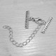 1x silber Verschluss 25mm 10-Strang mit Karabiner und Kettchen Schmuckverschluss - Schmuckubehör Schmuckverschluss