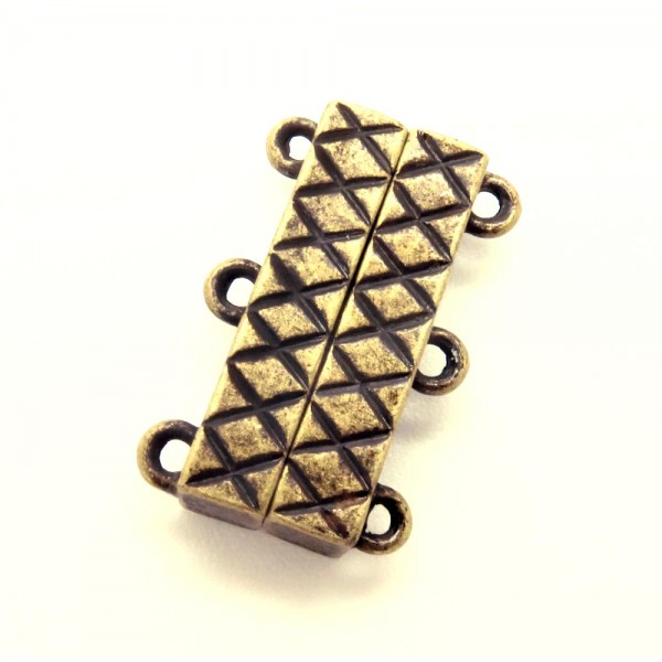 1x bronzefarben Magnetverschluss 21x14x6mm für 3 Stränge - Schmuckzubehör - Leisure-Beads DIY
