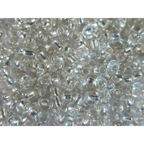 10g weisse Rocailles 3mm (8/0) Silbereinzug - Schmuckzubehör Rocailles