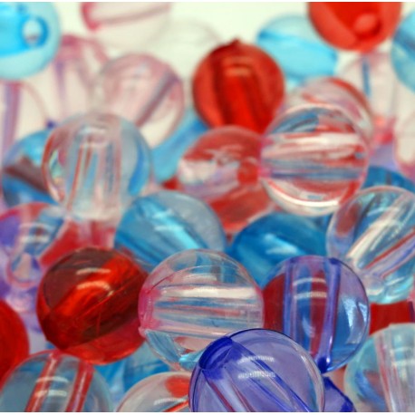 Leisure-Beads - 50 bunte Acryl Perlen 10mm transparent Kugelform Perlenmix - Acryl Schmuckzubehör