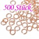 500x rosegoldfarben Biegering 4mm x 0,8mm rund - Schmuckzubehör Biegering