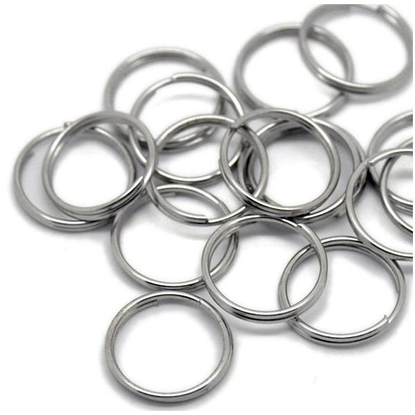 10x Spaltring 16mm rund silberfarben Schlüsselring - Schmuckzubehör Spaltring - Leisure-Beads DIY