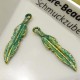 2x türkis goldfarben Federn ca. 25x5mm vintage Schmuckanhänger - vintage Schmuckzubehör