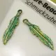 2x türkis goldfarben Federn ca. 25x5mm vintage Schmuckanhänger - vintage Schmuckzubehör - Leisure-Beads DIY