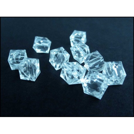 Leisure-Beads - 10x transparent farblos Acryl Würfel Perlen 8mm - Schmuckzubehör Acrylperlen