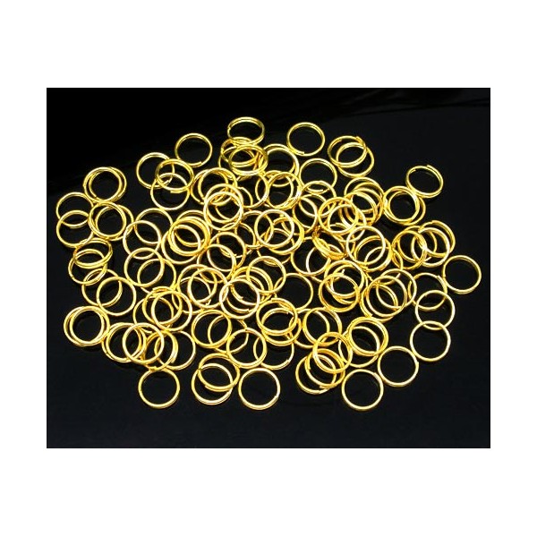 20x goldfarbene Spaltringe 8mm rund Doppelringe - Schmuckzubehör Spaltring - Leisure-Beads DIY