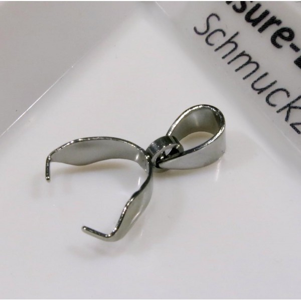 1x Edelstahl Collierschlaufe 16x9,5mm silberfarben Anhängerhaken silberfarben - Schmuckzubehör Collierschlaufe - Leisure-Beads DIY