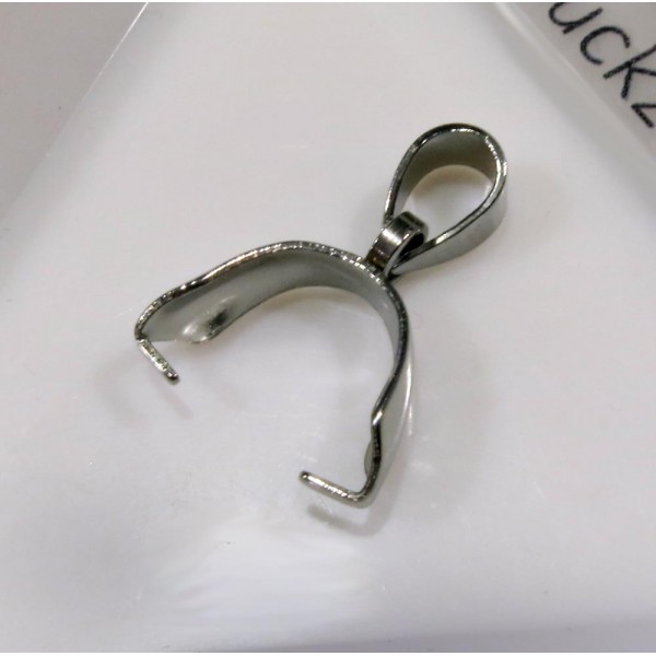 1x Edelstahl Collierschlaufe 16,5x12mm silberfarben Anhängerhaken silberfarben - Schmuckzubehör Collierschlaufe - Leisure-Beads DIY