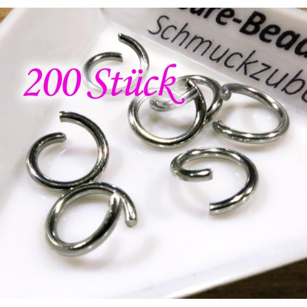 200x Edelstahl Biegering 9mm x 1,2mm rund silberfarben Biegering - Schmuckzubehör Biegering - Leisure-Beads DIY