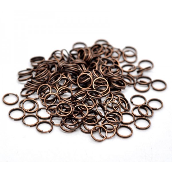 10x kupferfarben Spaltring 8mm x 1,4mm rund kupferfarben Doppelring Schlüsselring - Schmuckzubehör - Leisure-Beads DIY