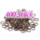 400 kupfer Spaltring 8mm x 1,4mm rund kupfer Doppelring kleiner Schlüsselring - kupfer Schmuckzubehör