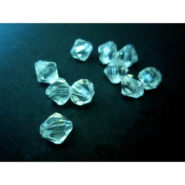 10x transparent farblos Acryl Rhomben Perlen 8mm - Schmuckzubehör Acrylperlen - Leisure-Beads DIY