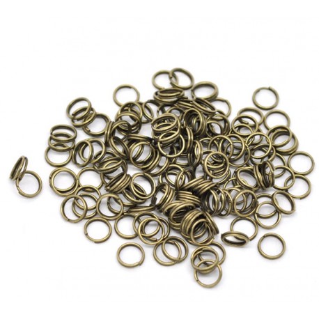 Leisure-Beads - 20x bronzefarbene Spaltringe 8mm rund Doppelringe - Schmuckzubehör