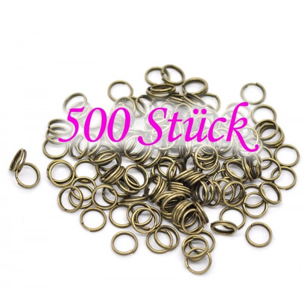 500 bronzefarben Spaltringe 8mm rund bronzefarben Doppelringe - Schmuckzubehör - Leisure-Beads DIY