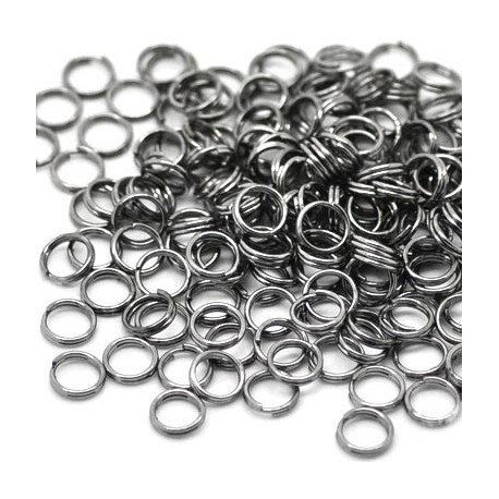 Leisure-Beads - 20x gunmetal Spaltring 6mm rund gunmetal Doppelring - gunmetal Schmuckzubehör