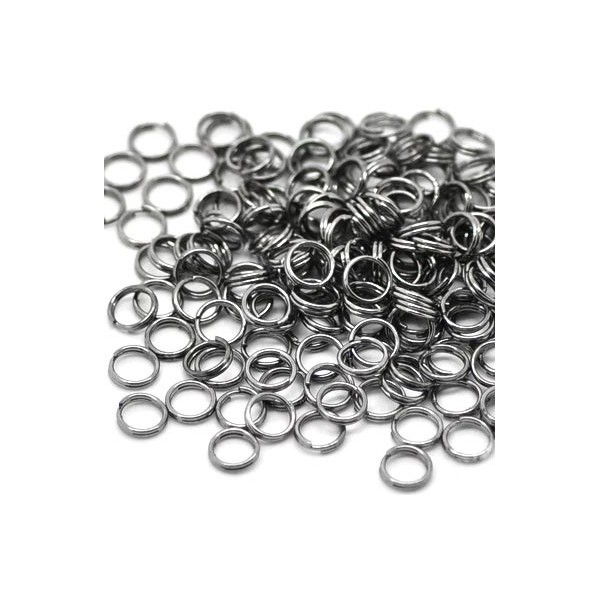20x gunmetal Spaltring 6mm rund gunmetal Doppelring - gunmetal Schmuckzubehör - Leisure-Beads DIY