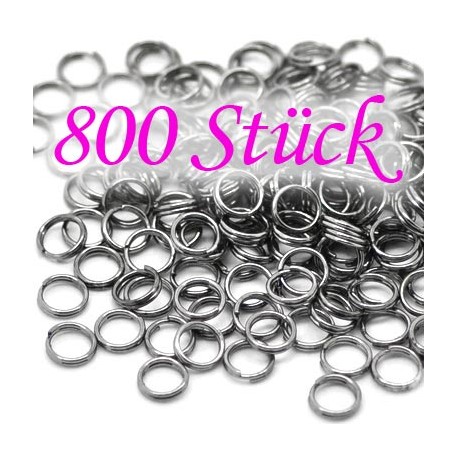 Leisure-Beads - 800 gunmetal Spaltring 6mm rund gunmetal Doppelring - gunmetal Schmuckzubehör