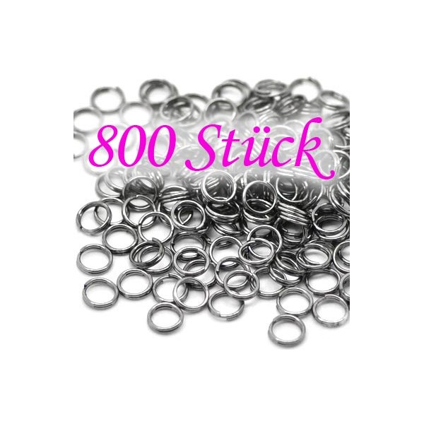 800 gunmetal Spaltring 6mm rund gunmetal Doppelring - gunmetal Schmuckzubehör - Leisure-Beads DIY