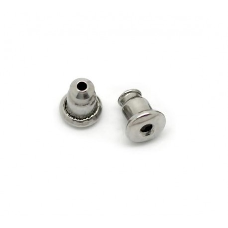 Leisure-Beads - 2x Edelstahl Ohrstopper 6x5mm für Ohrstecker und Ohrfedern - Schmuckzubehör zum Ohrringe selbermachen