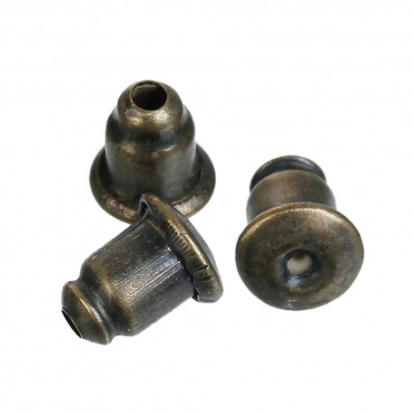 Leisure-Beads - 10x bronzefarben Ohrstopper 6x5mm für Ohrstecker und Ohrfedern - Schmuckzubehör zum Ohrringe selbermachen