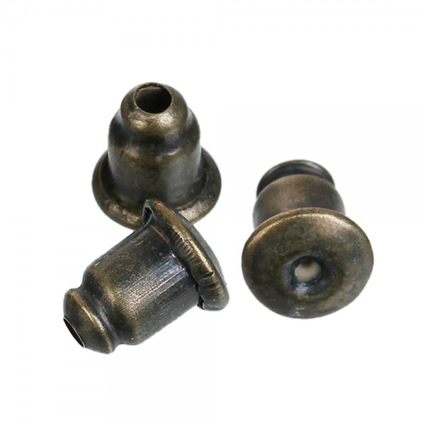 10x bronzefarben Ohrstopper 6x5mm für Ohrstecker und Ohrfedern - Schmuckzubehör zum Ohrringe selbermachen - Leisure-Beads DIY