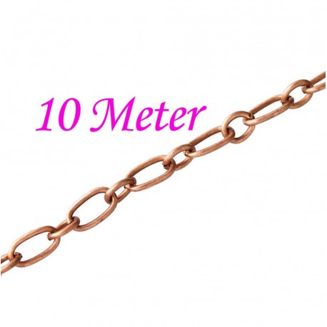 Leisure-Beads - 10m kupferfarbene Kette 7x4mm und 4mm kupferfarben Gliederkette - Schmuckzubehör