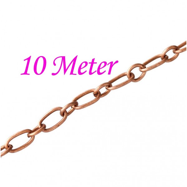 10m kupferfarbene Kette 7x4mm und 4mm kupferfarben Gliederkette - Schmuckzubehör - Leisure-Beads DIY