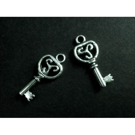 Leisure-Beads - 2x silberfarben Schlüssel 22x9mm Schmuckanhänger - Schmuckzubehör