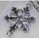 1x hellsilber Strass Schneeflocken Kettenverbinder 33x21,5mm Zwischenstück mit 2 Ösen platinfarben - Schmuckzubehör
