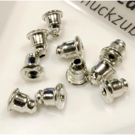 Leisure-Beads - 10x silberfarben Ohrstopper 6x5mm für Ohrringe - Schmuckzubehör Ohrringe