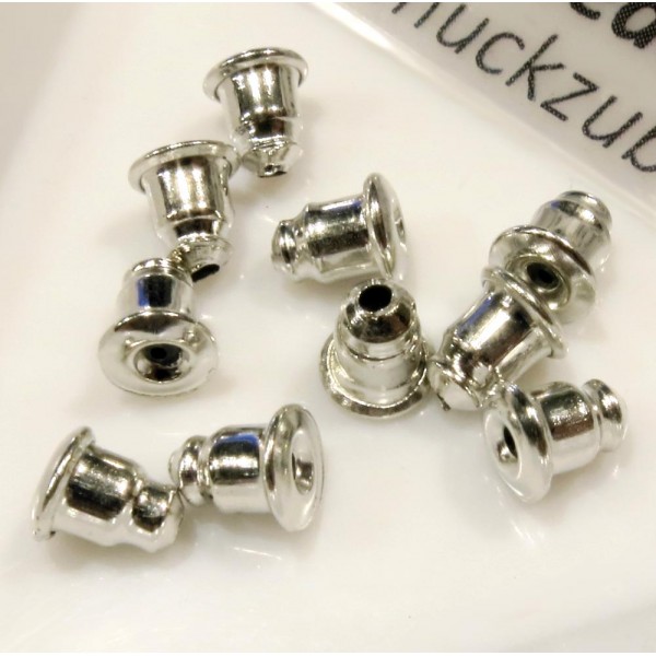 10x silberfarben Ohrstopper 6x5mm für Ohrringe - Schmuckzubehör Ohrringe - Leisure-Beads DIY