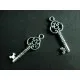 2x Schlüssel ca. 10x28 mm silberfarben Schmuckanhänger - Leisure-Beads DIY