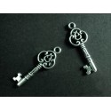 2x Schlüssel 10x28mm silberfarben Schmuckanhänger - Schmuckzubehör