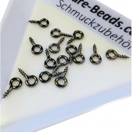 Leisure-Beads - 20x gunmetal Schmuckhaken Perlenhaken 9mm gunmetal Anhängerhaken mit Gewinde - Schmuckzubehör
