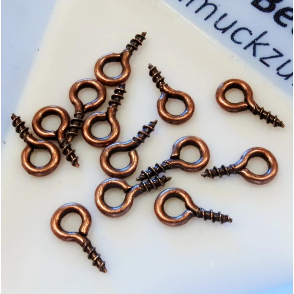 20x kupferfarben Schmuckhaken Perlenhaken 9mm kupferfarben Anhängerhaken mit Gewinde - Schmuckzubehör - Leisure-Beads DIY
