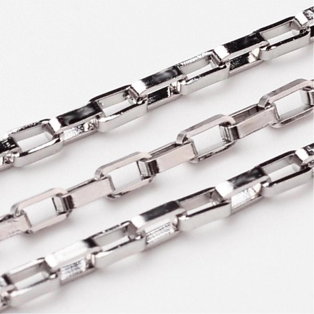 Leisure-Beads - 1m Edelstahl Kastenkette 4x2mm silberfarbene Schmuckkette Gliederkette - Schmuckzubehör