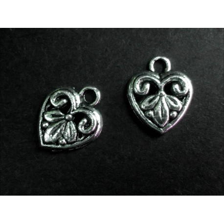 Leisure-Beads - 2x silberfarben Herz Anhänger 12x15mm Schmuckanhänger - Schmuckzubehör