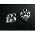 2x silberfarben Herz Anhänger 12x15mm Schmuckanhänger - Schmuckzubehör