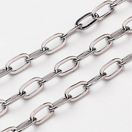 Leisure-Beads - 1m Edelstahl Kette 4x2mm silberfarbene Schmuckkette ovale Gliederkette - Schmuckzubehör