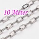 10m Edelstahl Kette 4x2mm silber Schmuckkette ovale Gliederkette - Edelstahl Schmuckzubehör