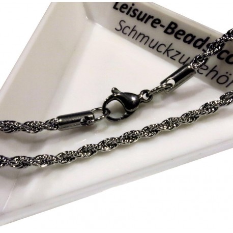 Leisure-Beads - 1x Edelstahl Halskette 51cm 2mm x Kordelkette - Schmuckzubehör