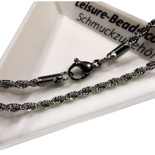 1x Edelstahl Halskette 51cm 2mm x Kordelkette - Schmuckzubehör - Leisure-Beads DIY