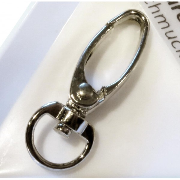1x silberfarben Karabinerhaken 36x10mm Karabiner mit Wirbel Breite 13mm - Schmuckzubehör - Leisure-Beads DIY