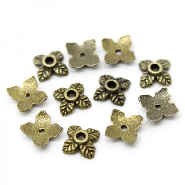 10x bronzefarben Perlenkappen 8x6mm bronzefarbene Perlen Kappen - Schmuckzubehör - Leisure-Beads DIY