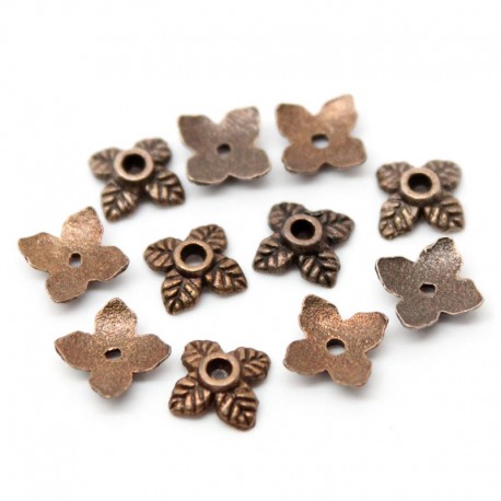 Leisure-Beads - 10x filigrane kupferfarben Perlenkappen 8x6mm kupferfarbene Perlen Kappen - Schmuckzubehör
