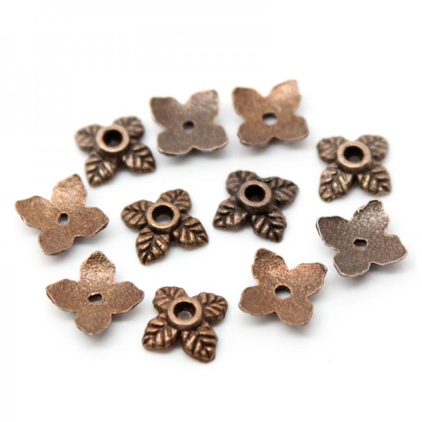 10x filigrane kupferfarben Perlenkappen 8x6mm kupferfarbene Perlen Kappen - Schmuckzubehör - Leisure-Beads DIY