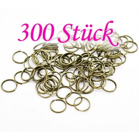 Leisure-Beads - 300x bronzefarben Spaltringe 12mm rund bronzefarbene Spaltringe - Schmuckzubehör