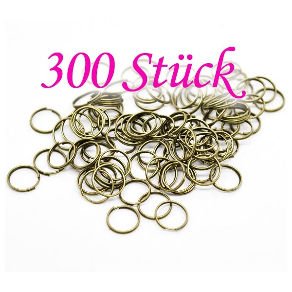 300x bronzefarben Spaltringe 12mm rund bronzefarbene Spaltringe - Schmuckzubehör - Leisure-Beads DIY