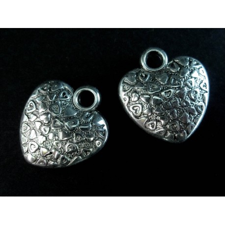 Leisure-Beads - 2x silberfarben Herz Anhänger 18x19mm Schmuckanhänger - Schmuckzubehör